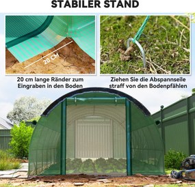 Outsunny Szklarnia Polytunelowa 6 x 3 x 2 m z Siatką Przeciwsłoneczną, Rolowanymi Bocznymi Ścianami, Pokrywą z Tworzywa, Stalowym Ramą, Zielona