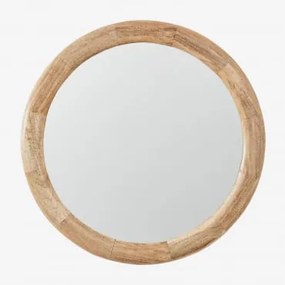 Okrągłe Lustro Ścienne Ø80 Cm Z Drewna Mango Virek Drewno Mango - Sklum
