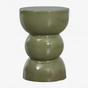 Stolik Pomocniczy Ogrodowy Okrągły Ø35 Cm Z Dolomitu Tiyi Intensywny Verde Olive - Sklum