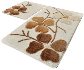 Brązowo-kremowe dywaniki łazienkowe zestaw 2 szt. 60x100 cm Kırcicegi – Foutastic