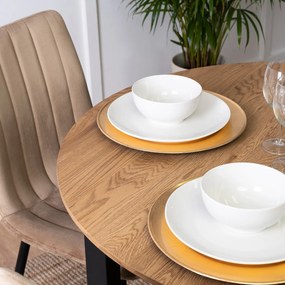 Stół Okrągły TEO 100 cm Dąb Złoty/Czarny do Jadalni Salonu Nowoczesny Loft
