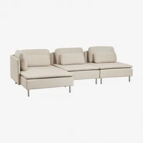 Sofa Modułowa Oriol 3-częściowa Lewostronna Z Leżanką Leżak Z Podłokietnikami & Tkaniny Beżowy Krem - Sklum
