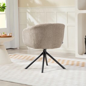 HOMCOM fotel obrotowy do salonu wygodne siedzisko miękka tapicerka nowoczesny design do 120 kg jasnobrązowy | Aosom PL