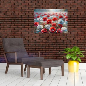 Obraz na szkle - Pole maków (70x50 cm)