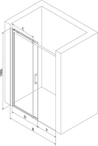 Mexen Omega drzwi prysznicowe rozsuwane 140 cm, transparent, czarne 825-140-000-70-00
