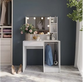 Stół toaletowy biały/biały wysoki połysk 89.8x50.1x76 sherry