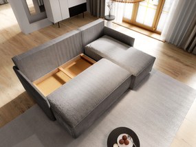 Masseno Narożnik PERUSI z funkcją spania i pojemnikiem na pościel Narozniki L, Rozkładana sofa - Wrzosowy, POSO 130