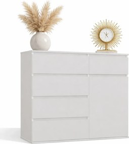Biała nowoczesna komoda z szufladami i półkami 100cm B4-D90