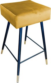 Hoker MAX krzesło barowe tkanina Welur podstawa metalowa : Kolor nogi - Czano-złota stożek, Kolor tkaniny - VELVET - MG15, Typ siedziska - Siedzisko stałe