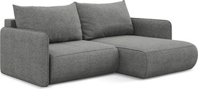 Narożnik prawostronny z funkcją spania - z tkaniny szenilowej - słoniowy - NANEA