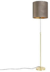 Lampa stojąca złota/mosiężna z abażurem z weluru taupe 40/40 cm - ParteWiejski/ Rustykalny / Vintage Oswietlenie wewnetrzne