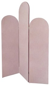 Asymetryczny parawan 3-częściowy welurowy  szer.120 x wys.180 cm - Różowy - CARMIDA