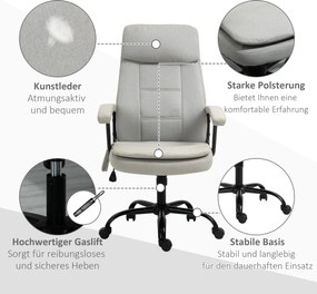 Vinsetto Fotel biurowy z masażerem obrotowy z regulacją wysokości w kolorze beżowym | Aosom PL