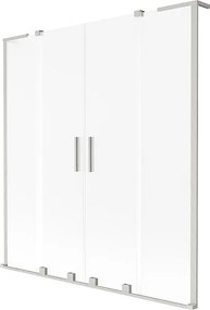 Mexen Velar L Duo parawan nawannowy 2-skrzydłowy rozsuwany 150 x 150 cm, szron, nikiel szczotkowany - 896-150-003-32-97