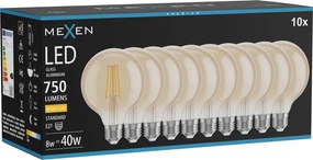 Mexen Vintis 10x żarówka filament LED E27, G95, 8W, Ciepła - 2700K, 750 lm, amber - L157-E27-0827-50x10