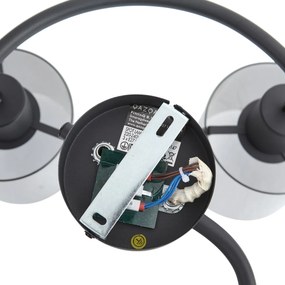 Designerski reflektor sufitowy czarny z przydymionym szkłem okrągły 3-punktowy - Domo