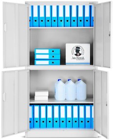 Biurowa dzielona szafa metalowa na akta MAGDA, 900 x 1850 x 400 mm, szara