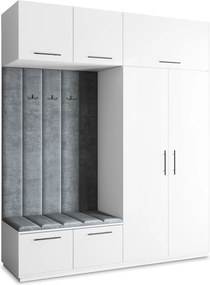 Masseno Garderoba REMA 200/240/60 cm Nowoczesna Szafa do Przedpokoju Biała, MONOLITH 85 (Szary)