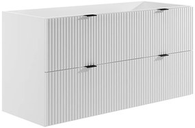 Podwieszana szafka łazienkowa prążkowana - Matowy biały - 120 cm - ZEVINI