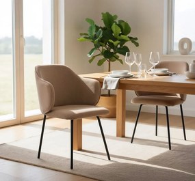 Beżowe sztruksowe krzesło metalowe tapicerowane H9-B40