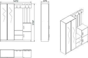 Zestaw do przedpokoju Dany Atlantic Pine andAnthracite