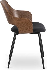 Krzesło Tapicerowane z Drewna Giętego ORBI Orzech/Czarne Nowoczesne Loft