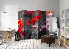 Parawan akustyczny Kwiaty 225x172 cm 5-częściowy szary ARTGEIST B