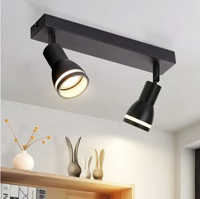 NETTLIFE reflektor sufitowy LED 2 żarówki czarna lampa sufitowa do salonu regulowany reflektor GU10 reflektor nowoczesna lampa