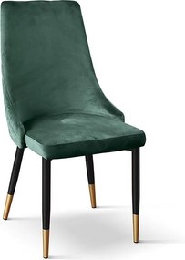 Zestaw 4 krzeseł, zielona tkanina z efektem aksamitu, antracytowe i złote nogi - IRVINE