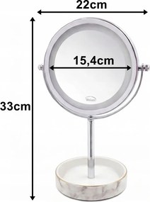 Lusterko Do Makijażu PREMIUM Kosmetyczne POWIĘKSZAJĄCE 5X Podświetlane LED