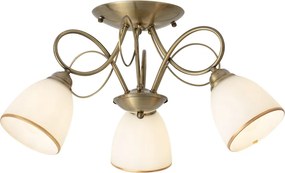 Klasyczna lampa sufitowa brązowa z opalowym szkłem 3-źródła światła - Katarina