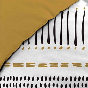 Musztardowo-biała bawełniana pościel dwuosobowa 240x220 cm Chicago – douceur d'intérieur