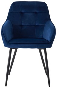 Ciemnoniebieskie aksamitne krzesła z podłokietnikami zestaw 2 szt. Nolan Square – Unique Furniture