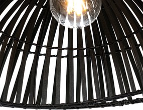 Lampa stojąca w kształcie łuku orientalna czarna bambusowa - Pua