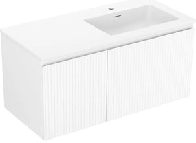 Mexen Rivel szafka łazienkowa 100 cm z umywalką Otis prawą, 1S, 1D, ryflowana, biała mat - 91A23-10047-3-BBFF01-W18P01