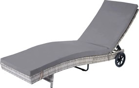 Leżak ogrodowy MCW-D80, szary, ciemnoszare poduszki