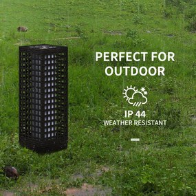 Outsunny Lampa Solarna Ogrodowa Rattan Wodoodporna z Czujnikiem Światła Stal Czarny 155x155x46cm | Aosom PL