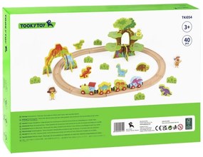 Tooky toy drewniana magnetyczna kolejka dinozaury + figurki