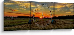 Obraz - Wiejskie bale (z zegarem) (90x30 cm)