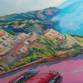 Obraz - Różowa droga przy wybrzeżu (z zegarem) (90x30 cm)
