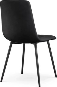 Zestaw 6 czarnych welurowych krzeseł pikowanych - Selvaro