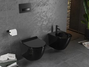 Mexen Lena miska wc Rimless z deską wolnoopadającą slim, duroplast, czarna połysk - 30224070