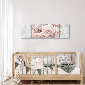Obraz - Różowe kwiaty na ścianie (170x50 cm)