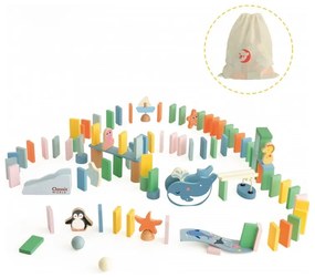 Classic world drewniane domino tor logiczny przeszkód układanka montessori 100 el.