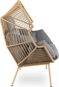 Fotel Ogrodowy KORYNT Dwuosobowy Kokon Szary Nowoczesny Boho