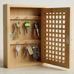 Wisząca szafka na klucze KIZU, 19 x 27 x 6 cm, bambus