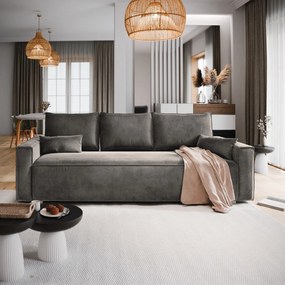 Masseno Sofa ALATRI z funkcją spania i pojemnikiem na pościel, Rozkładana sofa - Szary, MONOLITH 85