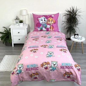 Różowa bawełniana pościel dziecięca jednoosobowa 140x200 cm Paw Patrol "Heroic" – Jerry Fabrics