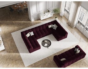 Bordowy aksamitny narożnik (w kształcie litery "U") Kendal – Micadoni Home