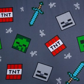 Szare bawełniane prześcieradło dziecięce jednoosobowe z gumką 90x200 cm Minecraft "We got this" – Jerry Fabrics